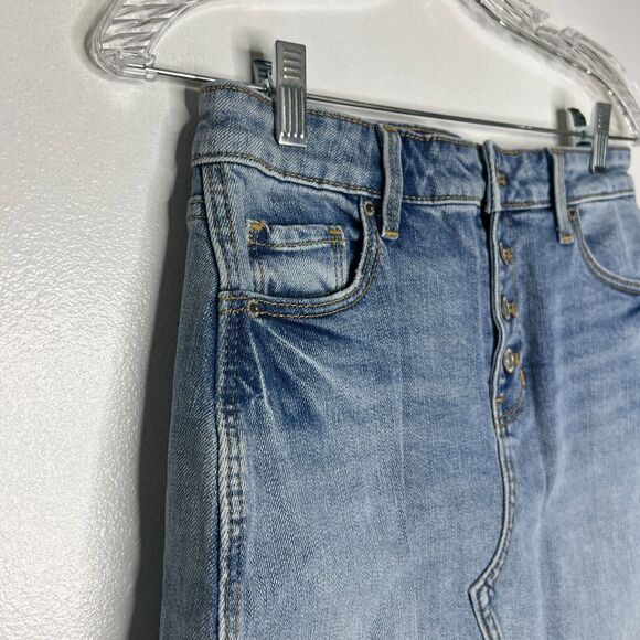 Old Navy Denim Jean Skirt Women's Size 2 High Waist Button Front Frayed Hem NEW - Picture 5 of 11